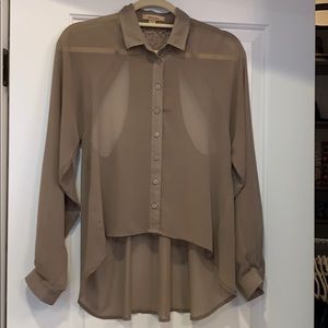 High low cut out blouse